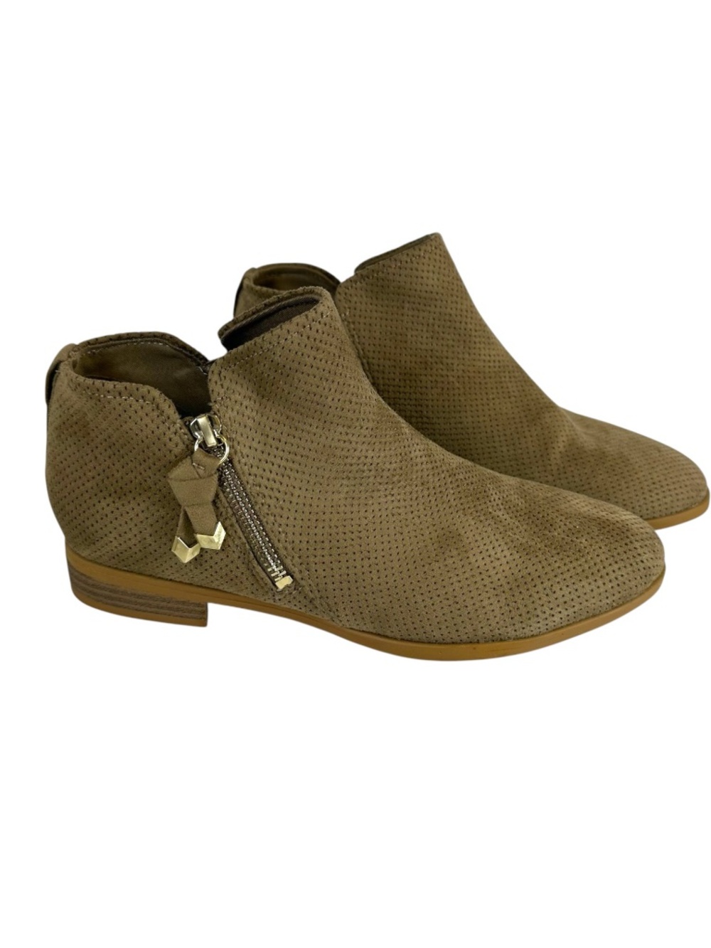 Dr. Scholl's Reverie Tan Perforated Suede Ankle Booties Size 8